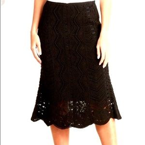 Kobi Halpern Black Loni Crochet Skirt